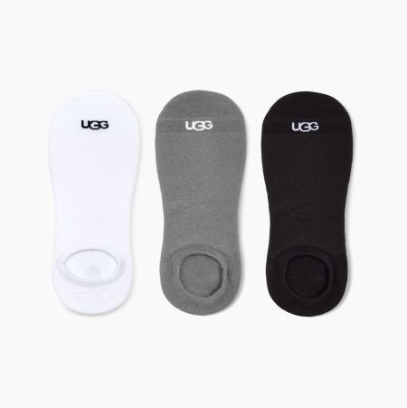 UGG Oliver No Show 3 Pack Black White Grey Socks for Men (BAIQ52047)